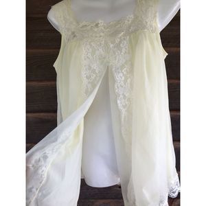 60s Baby Doll Lingerie & Panty Shadowline Double Chiffon Sz Petite Sm Yellow